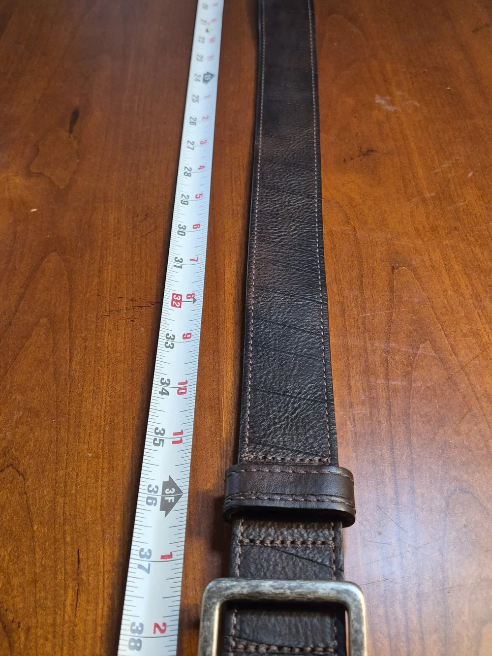 Vintage Express Men's Dark Brown  Leather Belt with Silver Buckle Made  ENGLAND